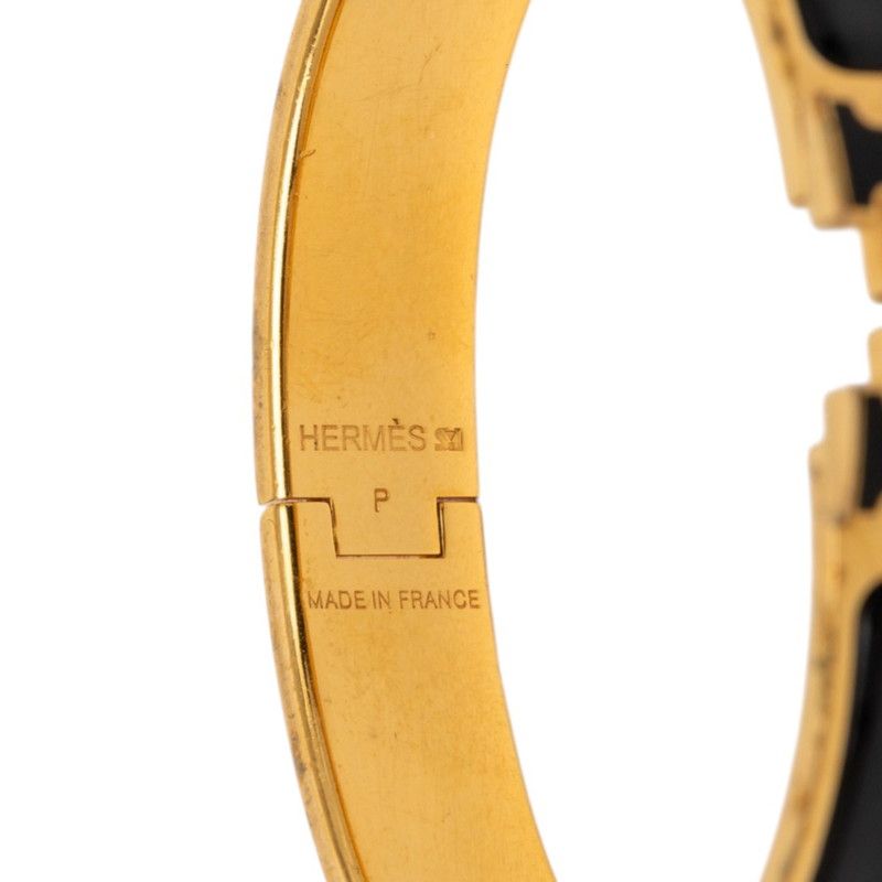 Hermes Click PM Glitter Bangle Gold Black Plated Bracelet — view 5