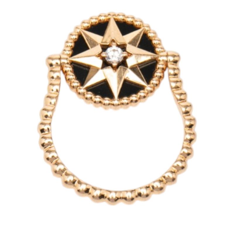 Dior Rose Devan Ring 49 Gold Black 18k Pink Onyx Diamond — view 4