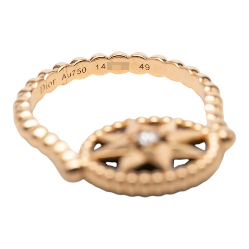 Dior Rose Devan Ring 49 Gold Black 18k Pink Onyx Diamond — view 6