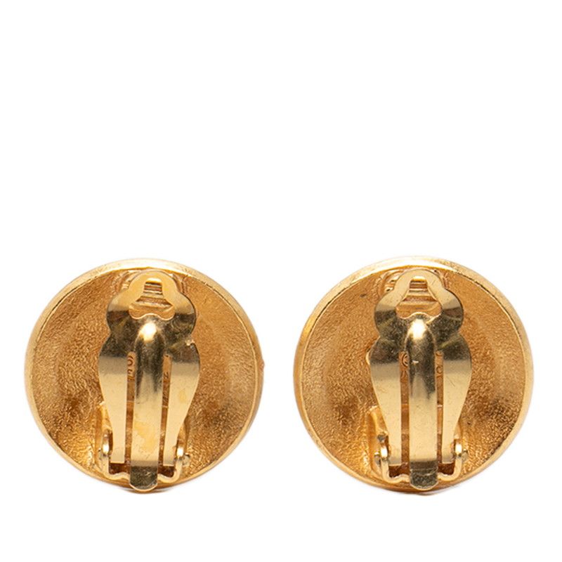 Chanel CC Logo Vintage Round Earrings Gold Plated — view 2