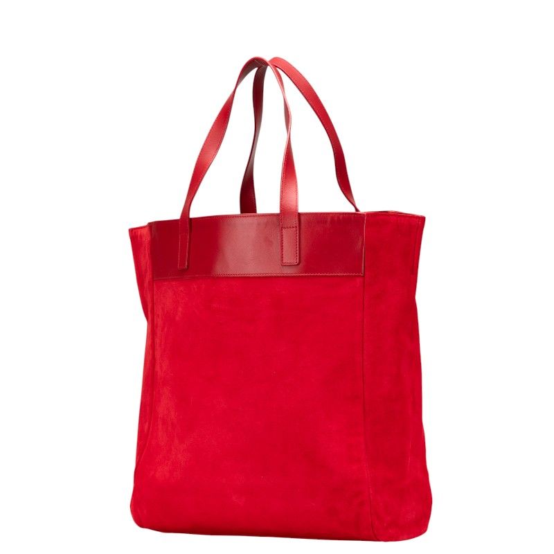 Saint Laurent Reversible Tote Red Leather Suede — view 5