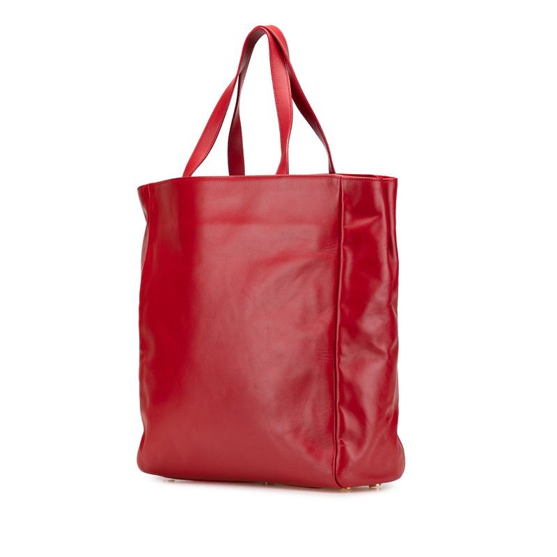 Saint Laurent Reversible Tote Red Leather Suede — view 2