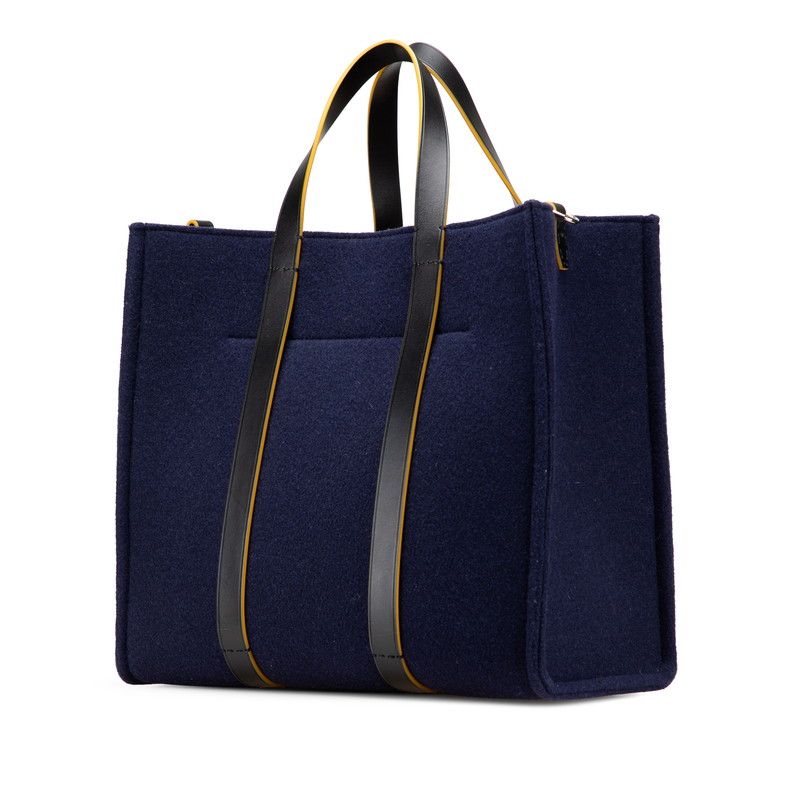 Fendi Tote Navy Wool Leather — view 2