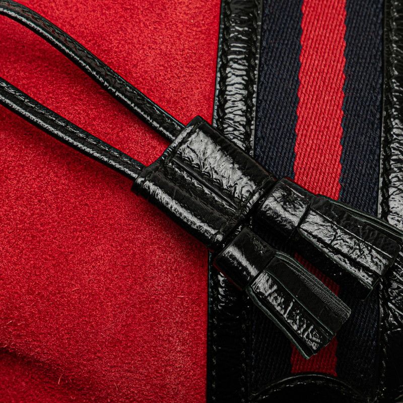 Gucci Crossbody Shoulder Bag Mini Bucket Red Black Suede Leather — view 4