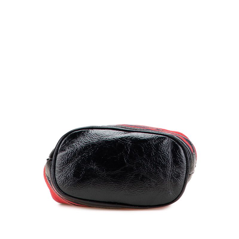 Gucci Crossbody Shoulder Bag Mini Bucket Red Black Suede Leather — view 3