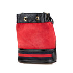 Gucci Crossbody Shoulder Bag Mini Bucket Red Black Suede Leather — view 2