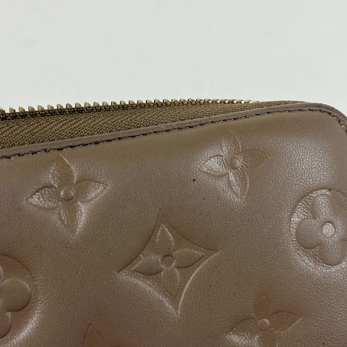 Louis Vuitton Zippy Wallet Coussin Embossed Monogram Leather Taupe — view 4