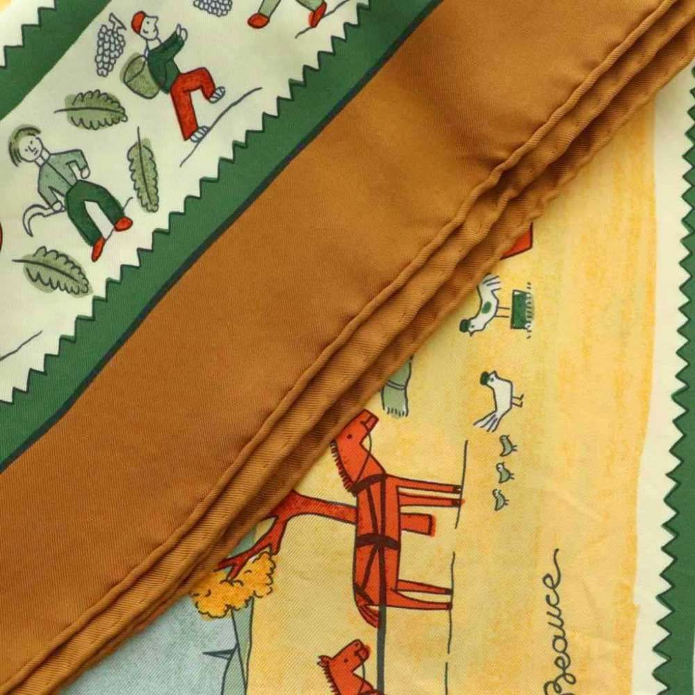 Hermes Carre 90 Retour a la Terre Return to Scarf Silk All Over Pattern Brown — view 4