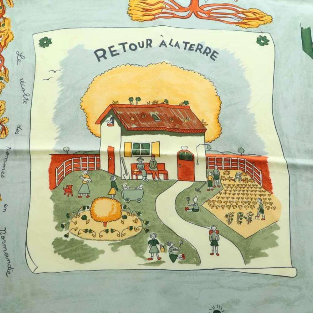 Hermes Carre 90 Retour a la Terre Return to Scarf Silk All Over Pattern Brown — view 5