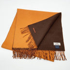 Hermes Scarf Orange Brown Cashmere Logo Bicolor — view 2