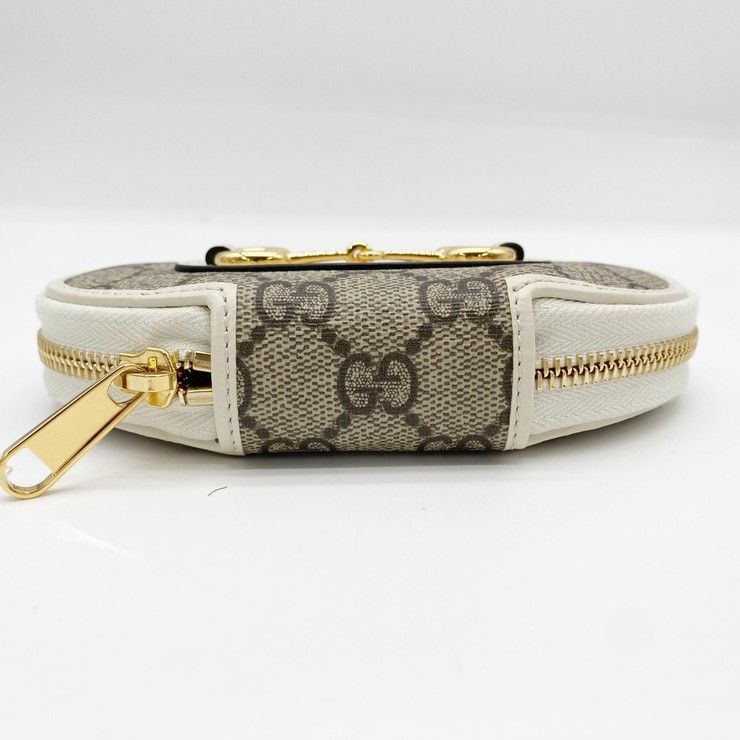Gucci Coin Case GG Supreme Horsebit Ivory Beige Leather Gold — view 3