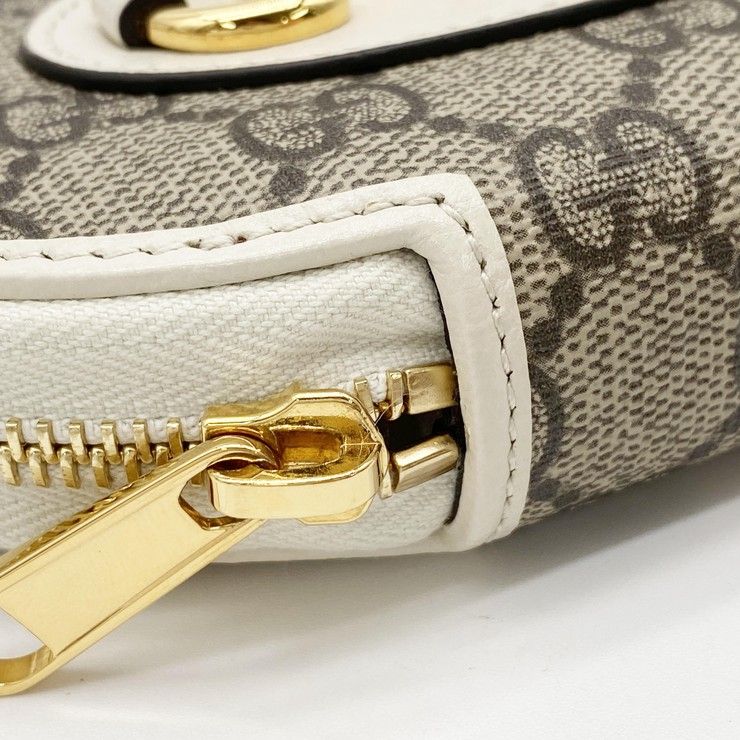 Gucci Coin Case GG Supreme Horsebit Ivory Beige Leather Gold — view 5