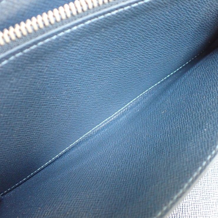 Louis Vuitton Wallet Zippy Organizer Blue Marine Taiga Zip Around Travel Case — view 6