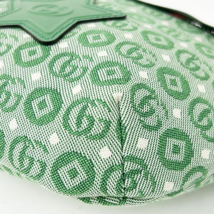 Gucci Waist Bag Children's Green Canvas Star GG Logo — view 5