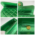 Chanel Quilted Parents Only CC Logo Turnlock Metallic Green Lambskin Parent — view 6