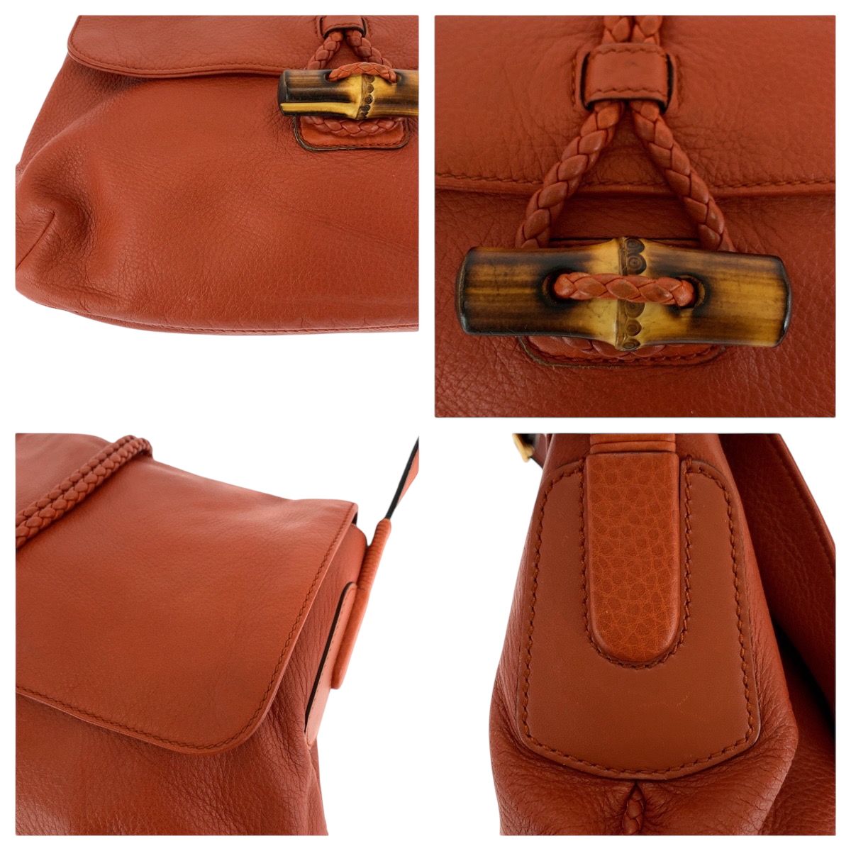 Gucci Bamboo Orange Brown Gold Leather Shoulder Bag Pochette — view 5