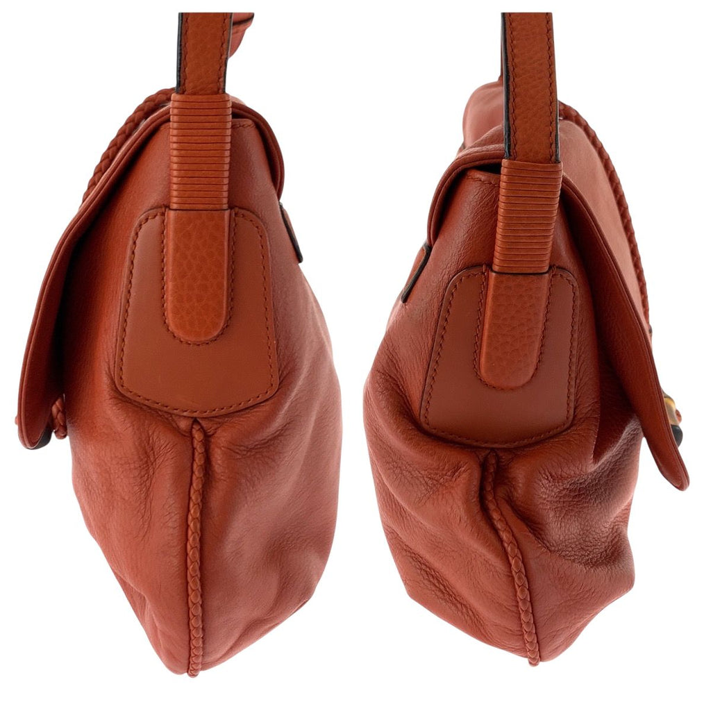 Gucci Bamboo Orange Brown Gold Leather Shoulder Bag Pochette — view 8