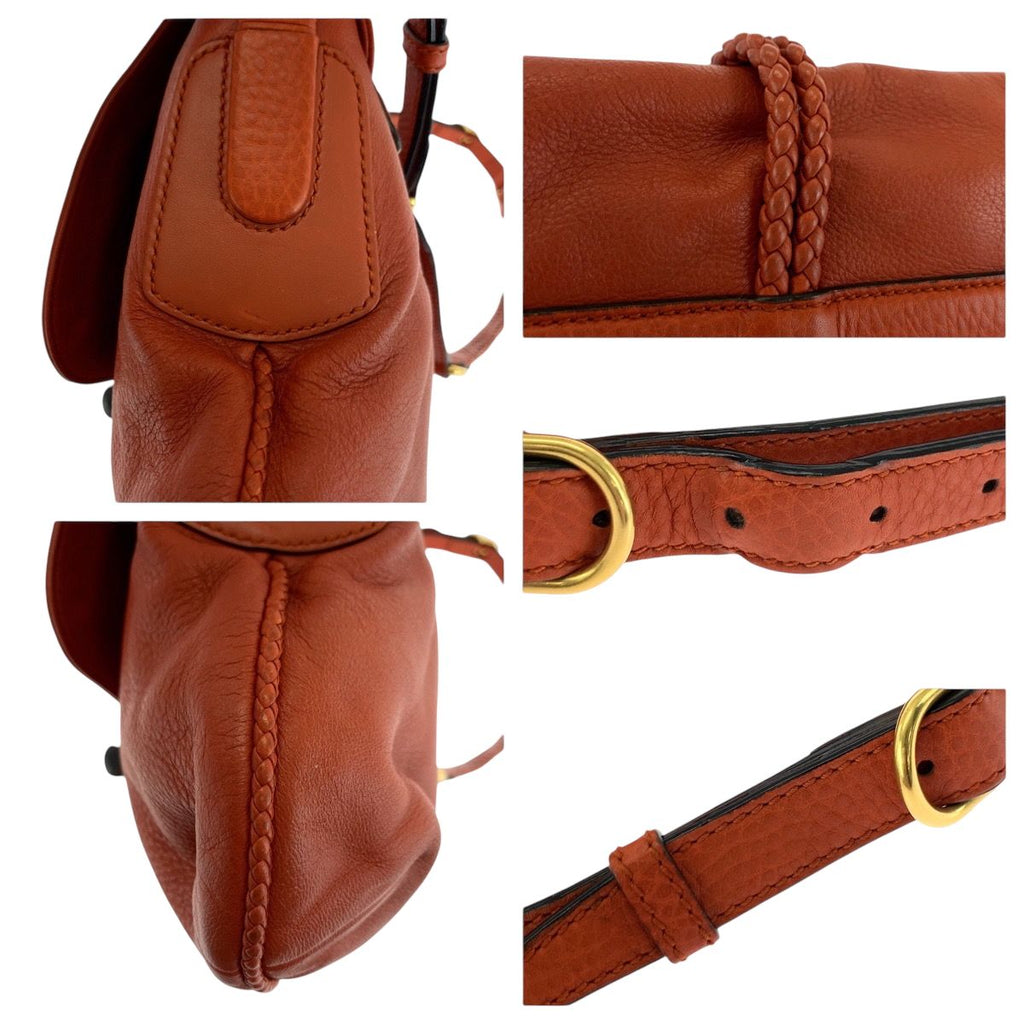 Gucci Bamboo Orange Brown Gold Leather Shoulder Bag Pochette — view 6