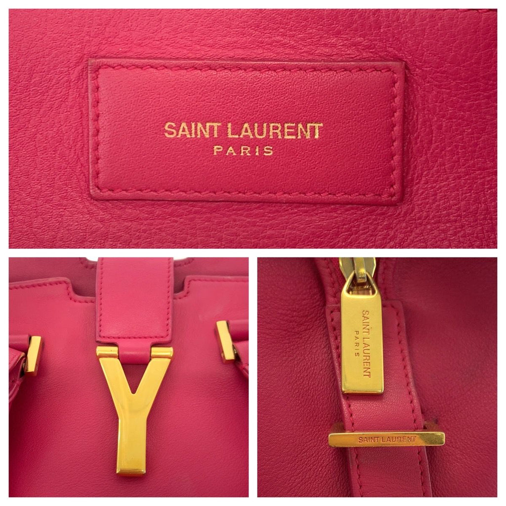 Saint Laurent Paris Petit Cabas Yline Fuchsia Pink Leather Shoulder Bag — view 4