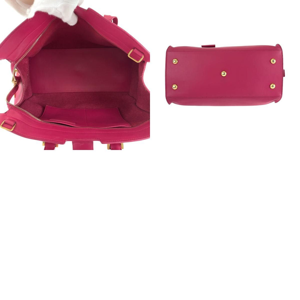 Saint Laurent Paris Petit Cabas Yline Fuchsia Pink Leather Shoulder Bag — view 9