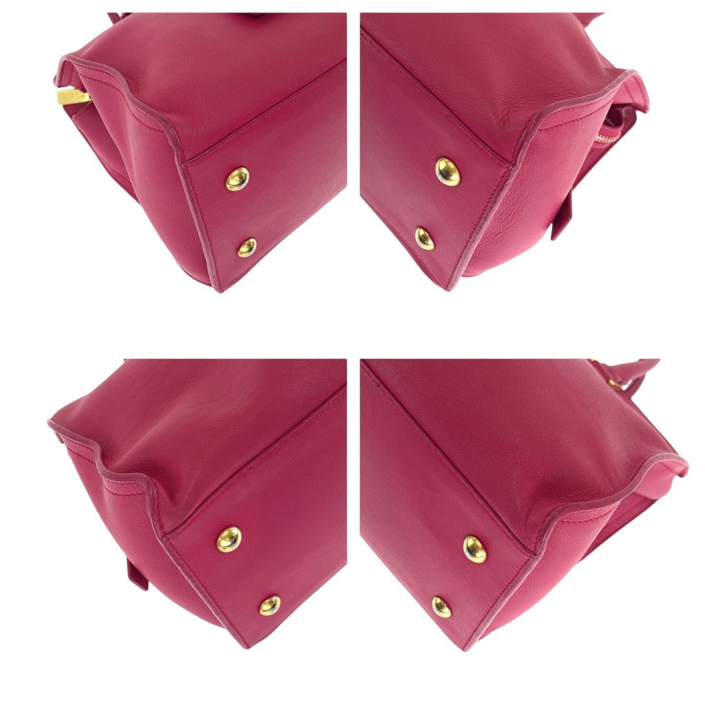 Saint Laurent Paris Petit Cabas Yline Fuchsia Pink Leather Shoulder Bag — view 3