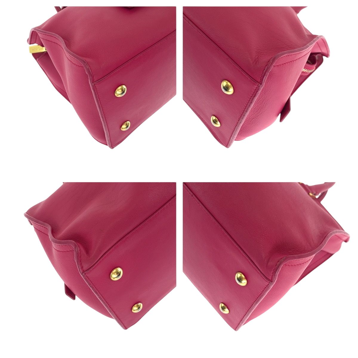 Saint Laurent Paris Petit Cabas Yline Fuchsia Pink Leather Shoulder Bag — view 3