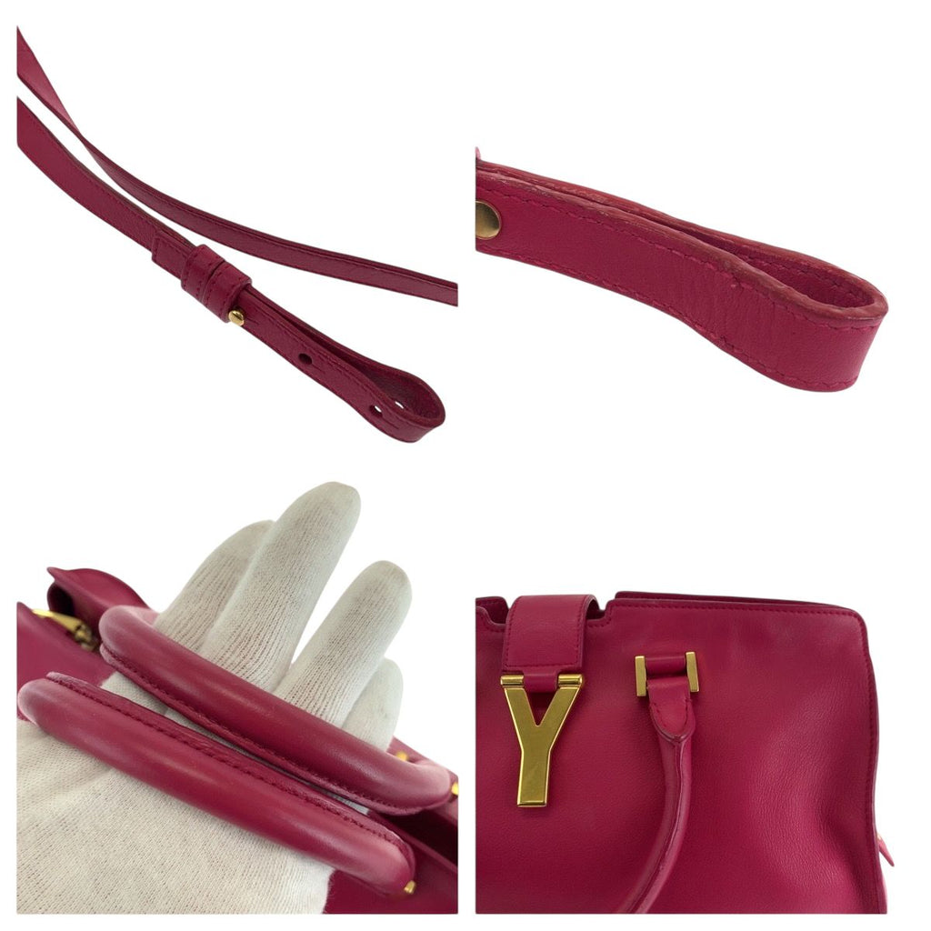 Saint Laurent Paris Petit Cabas Yline Fuchsia Pink Leather Shoulder Bag — view 5