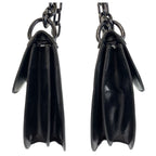Prada Logo Embossed Black Leather Plastic Chain Shoulder Bag — view 8