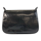 Prada Logo Embossed Black Leather Plastic Chain Shoulder Bag — view 2