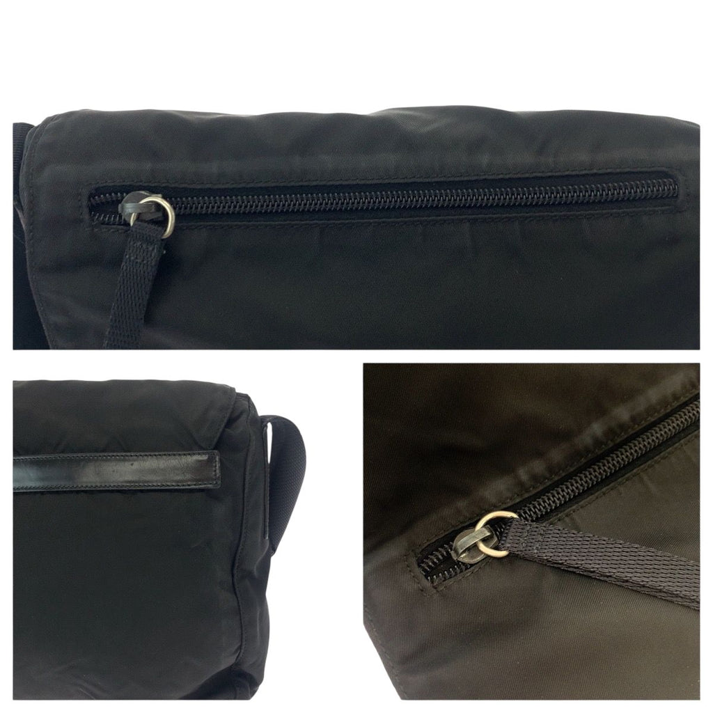 Prada Tessuto Black Silver Nylon Shoulder Bag — view 5