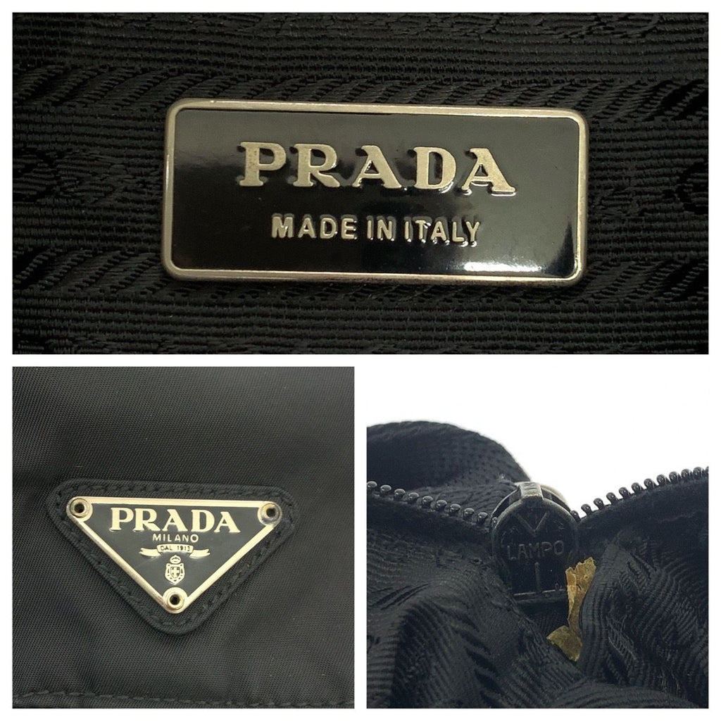 Prada Tessuto Black Silver Nylon Shoulder Bag — view 4