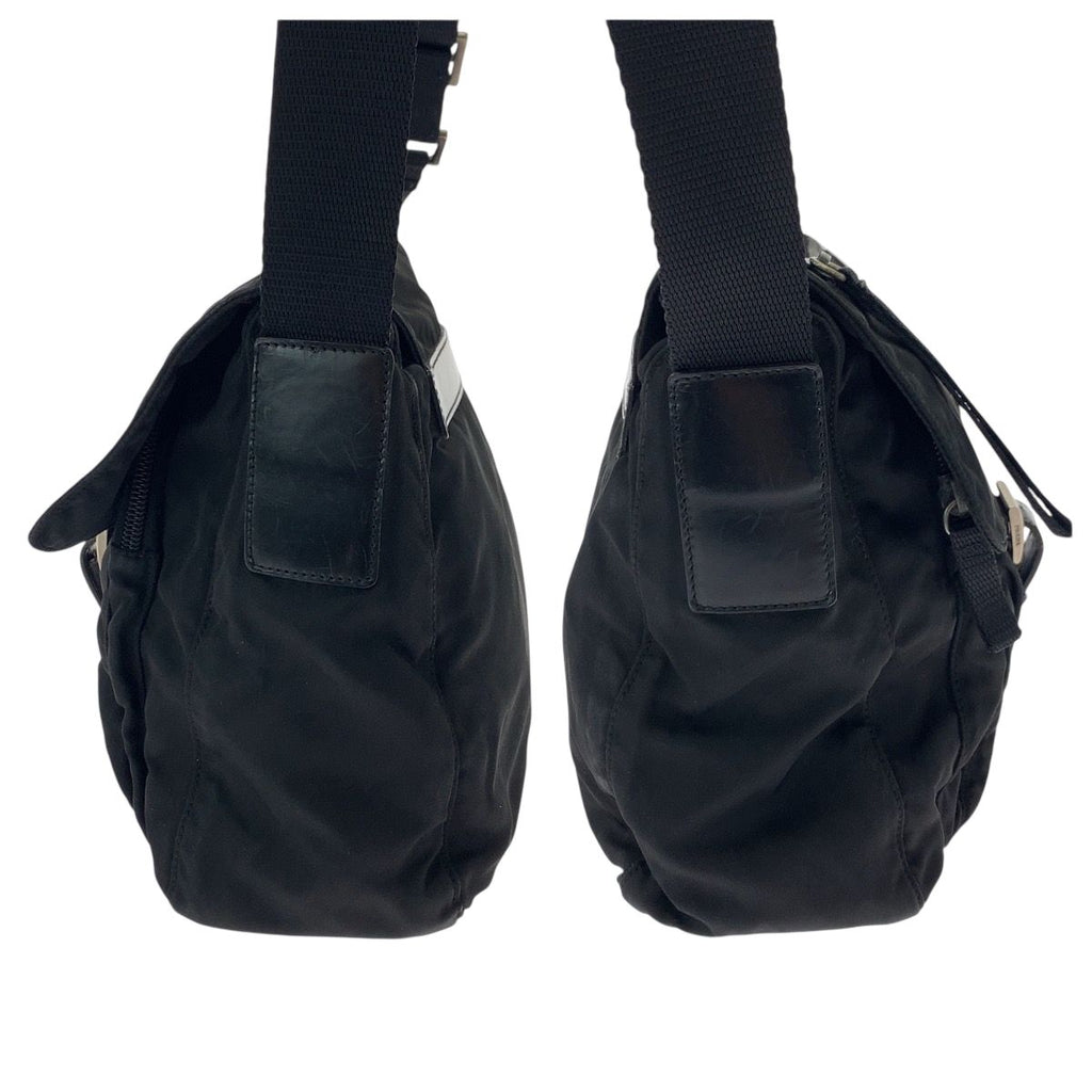 Prada Tessuto Black Silver Nylon Shoulder Bag — view 8