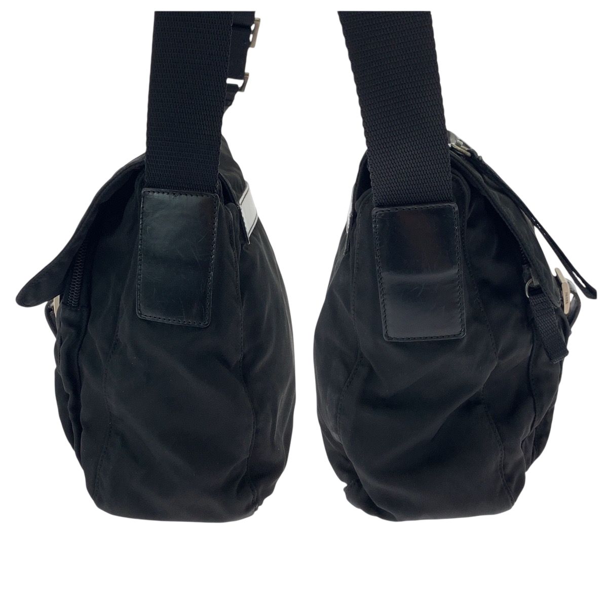 Prada Tessuto Black Silver Nylon Shoulder Bag — view 8
