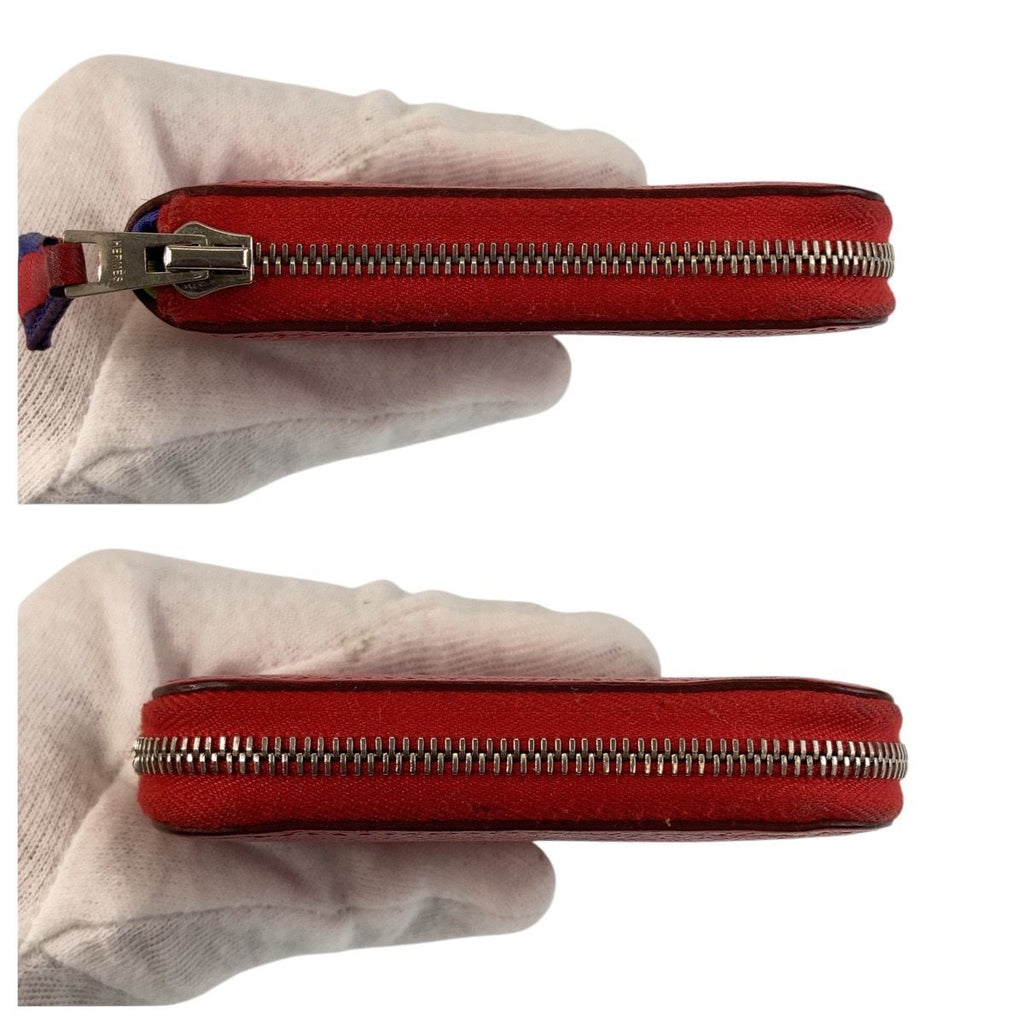 Hermes Azap Silk in Compact Bougainvillea Red Silver Veau Fold Wallet — view 5