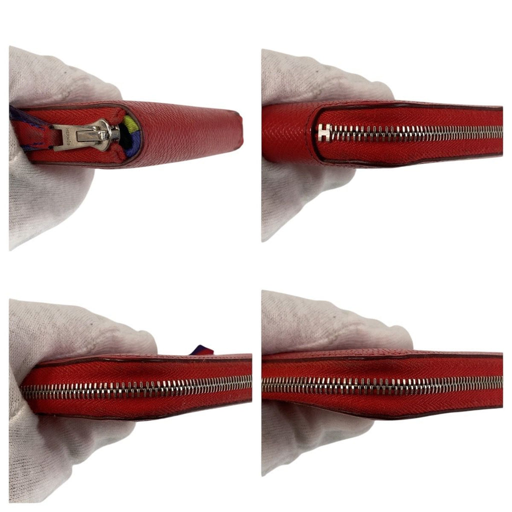 Hermes Azap Silk in Compact Bougainvillea Red Silver Veau Fold Wallet — view 3