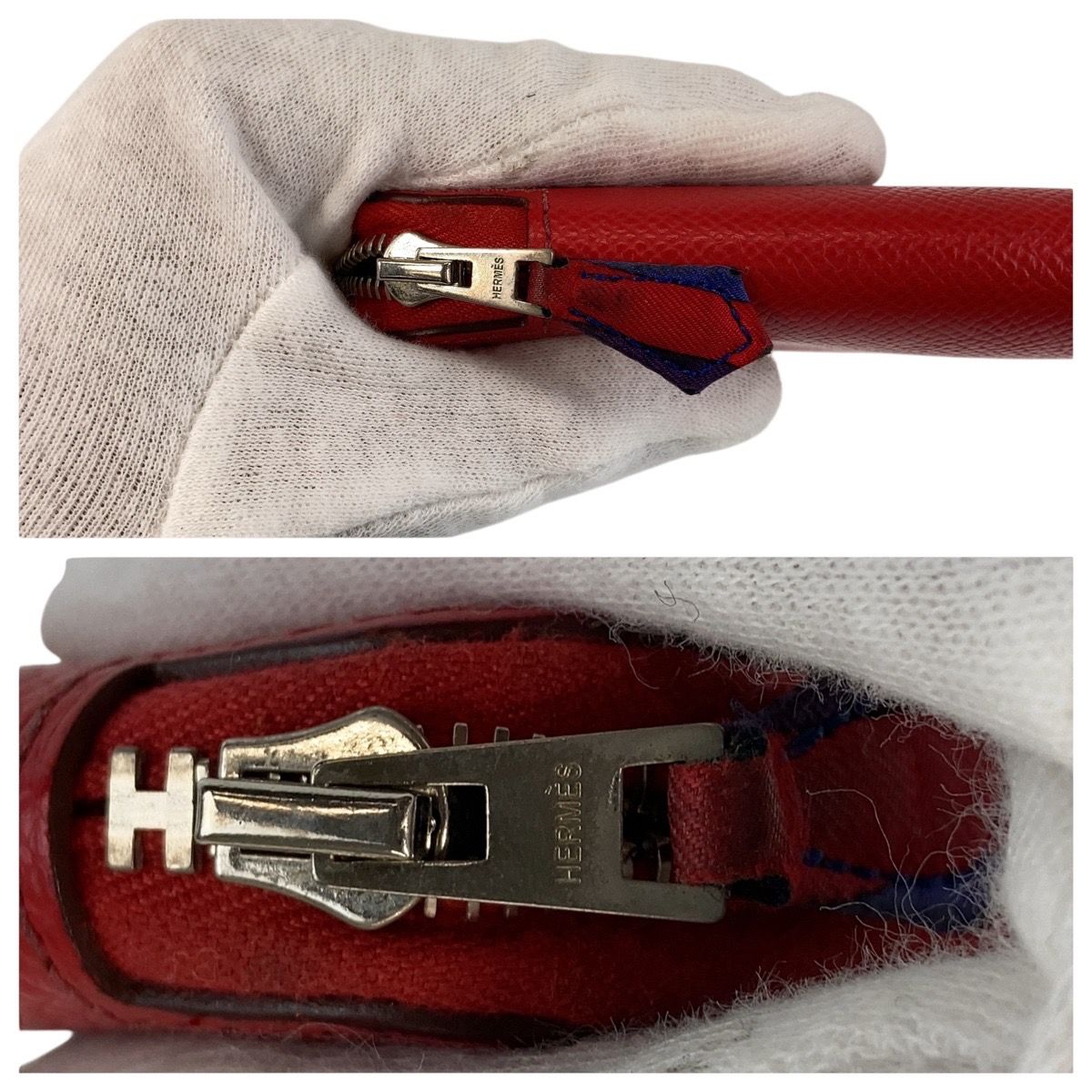 Hermes Azap Silk in Compact Bougainvillea Red Silver Veau Fold Wallet — view 7