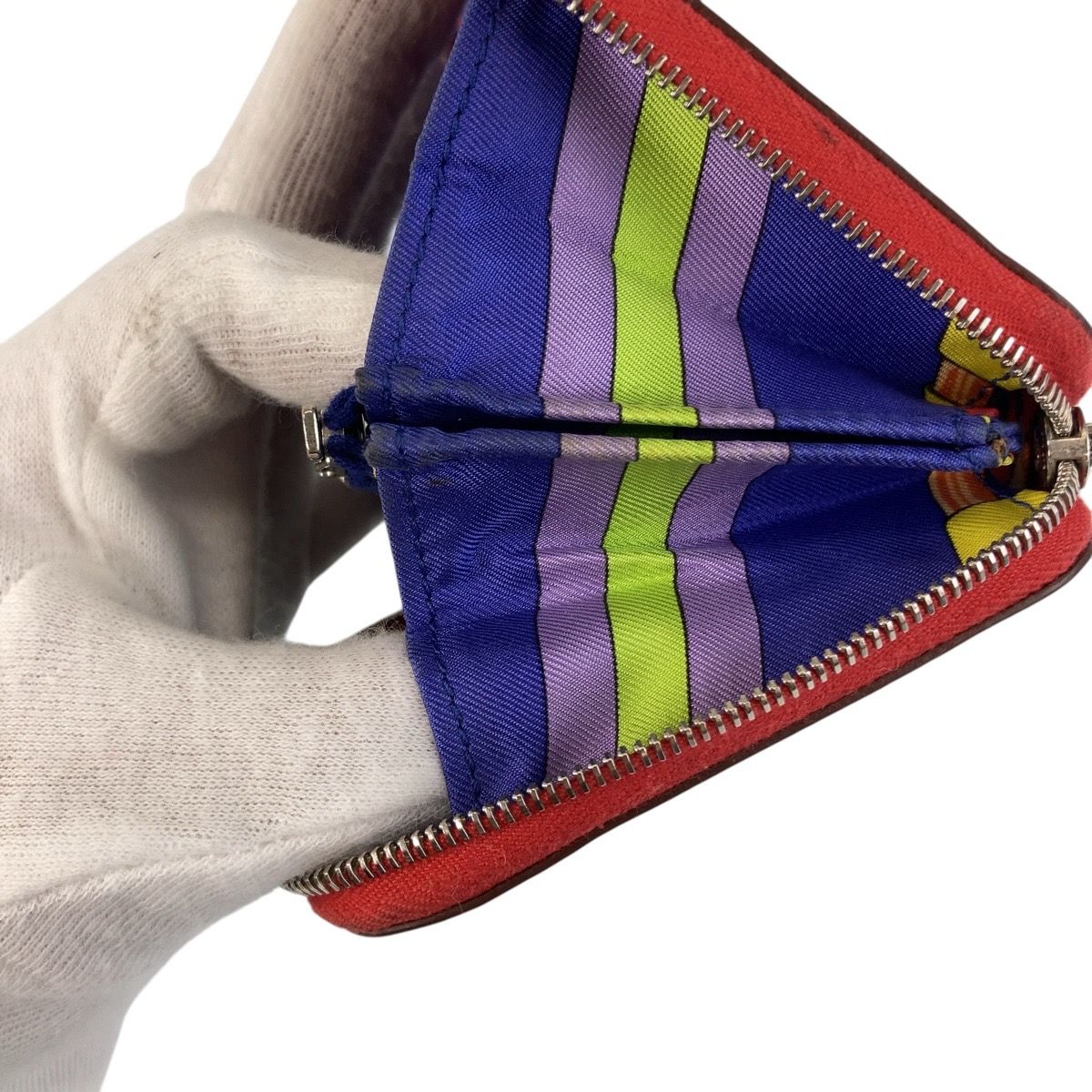 Hermes Azap Silk in Compact Bougainvillea Red Silver Veau Fold Wallet — view 8