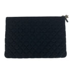 Chanel CC Logo Multicolor Black Silver Tweed Clutch — view 2