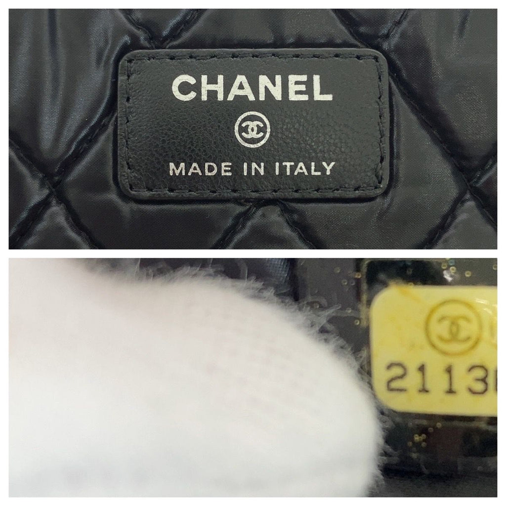 Chanel CC Logo Multicolor Black Silver Tweed Clutch — view 5