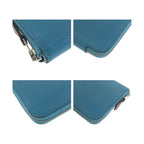 Hermes Azap Compact Silk in Blue Silver Leather Fold Wallet Coin Purse — view 3
