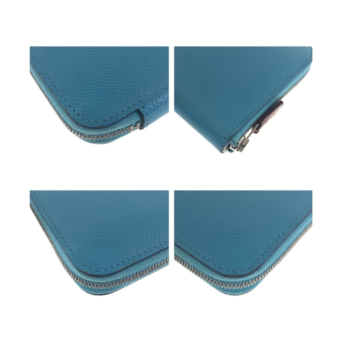 Hermes Azap Compact Silk in Blue Silver Leather Fold Wallet Coin Purse — view 4