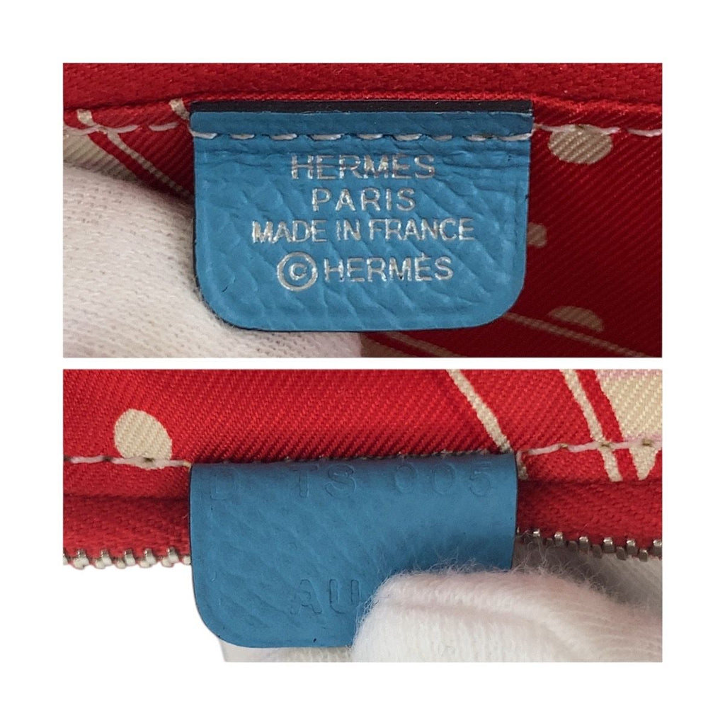 Hermes Azap Compact Silk in Blue Silver Leather Fold Wallet Coin Purse — view 5