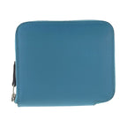 Hermes Azap Compact Silk in Blue Silver Leather Fold Wallet Coin Purse — view 2