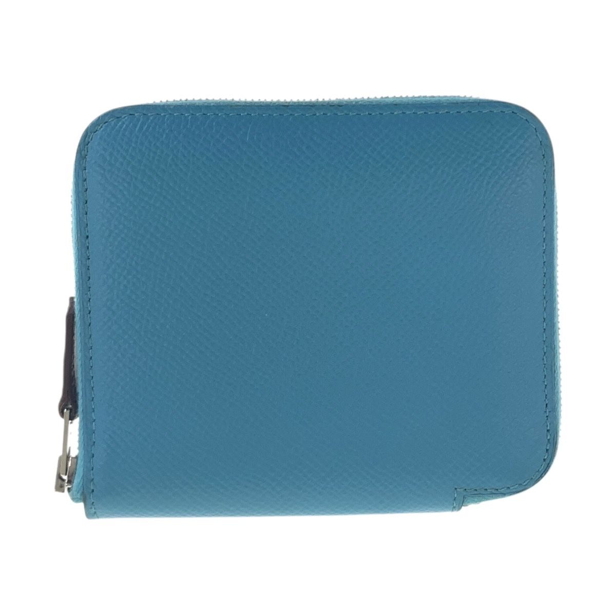 Hermes Azap Compact Silk in Blue Silver Leather Fold Wallet Coin Purse — view 2