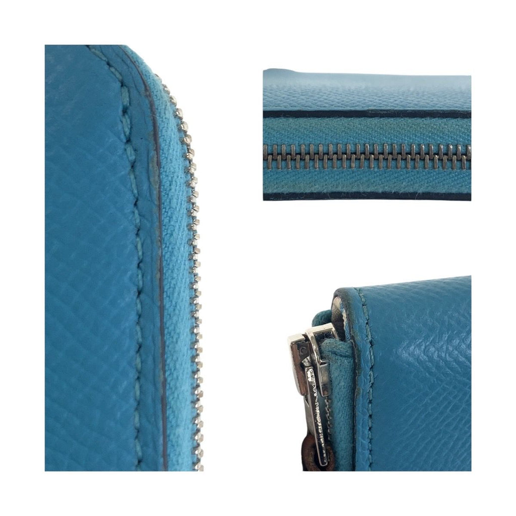 Hermes Azap Compact Silk in Blue Silver Leather Fold Wallet Coin Purse — view 6