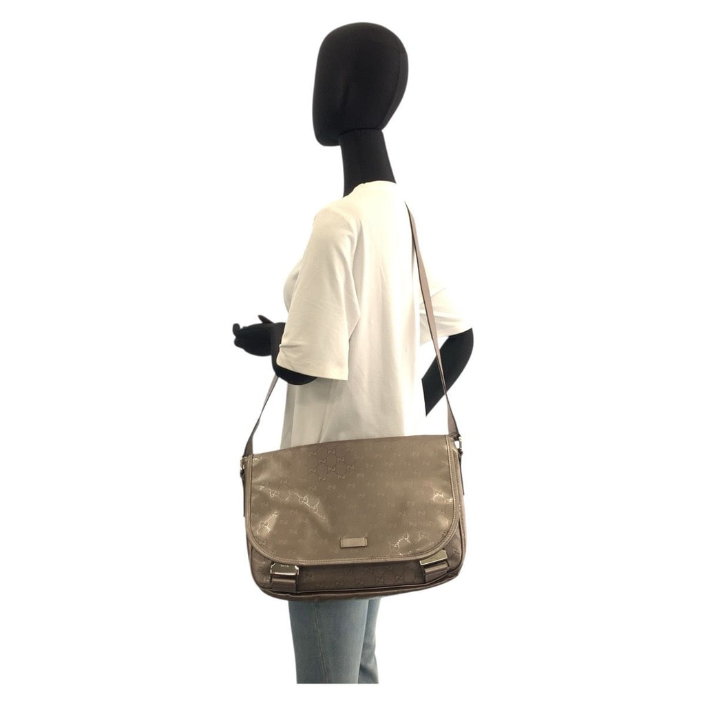Gucci GG Supreme Metallic Brown Silver Shoulder Bag — view 7