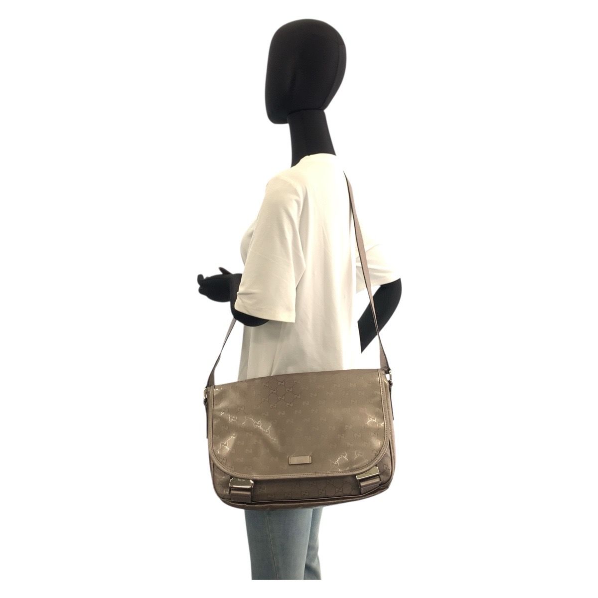 Gucci GG Supreme Metallic Brown Silver Shoulder Bag — view 7