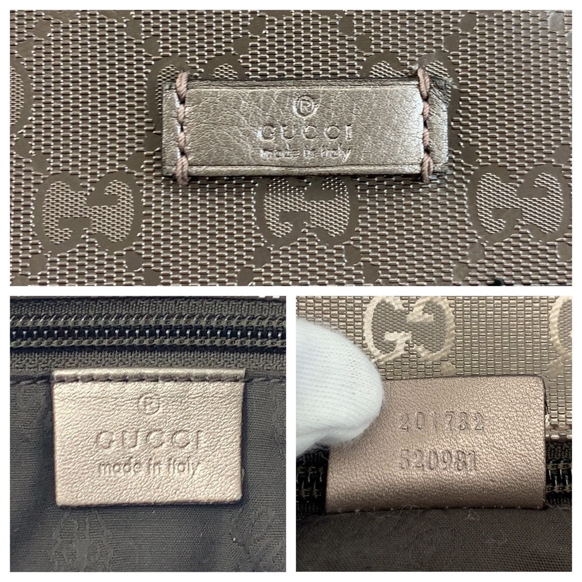 Gucci GG Supreme Metallic Brown Silver Shoulder Bag — view 4