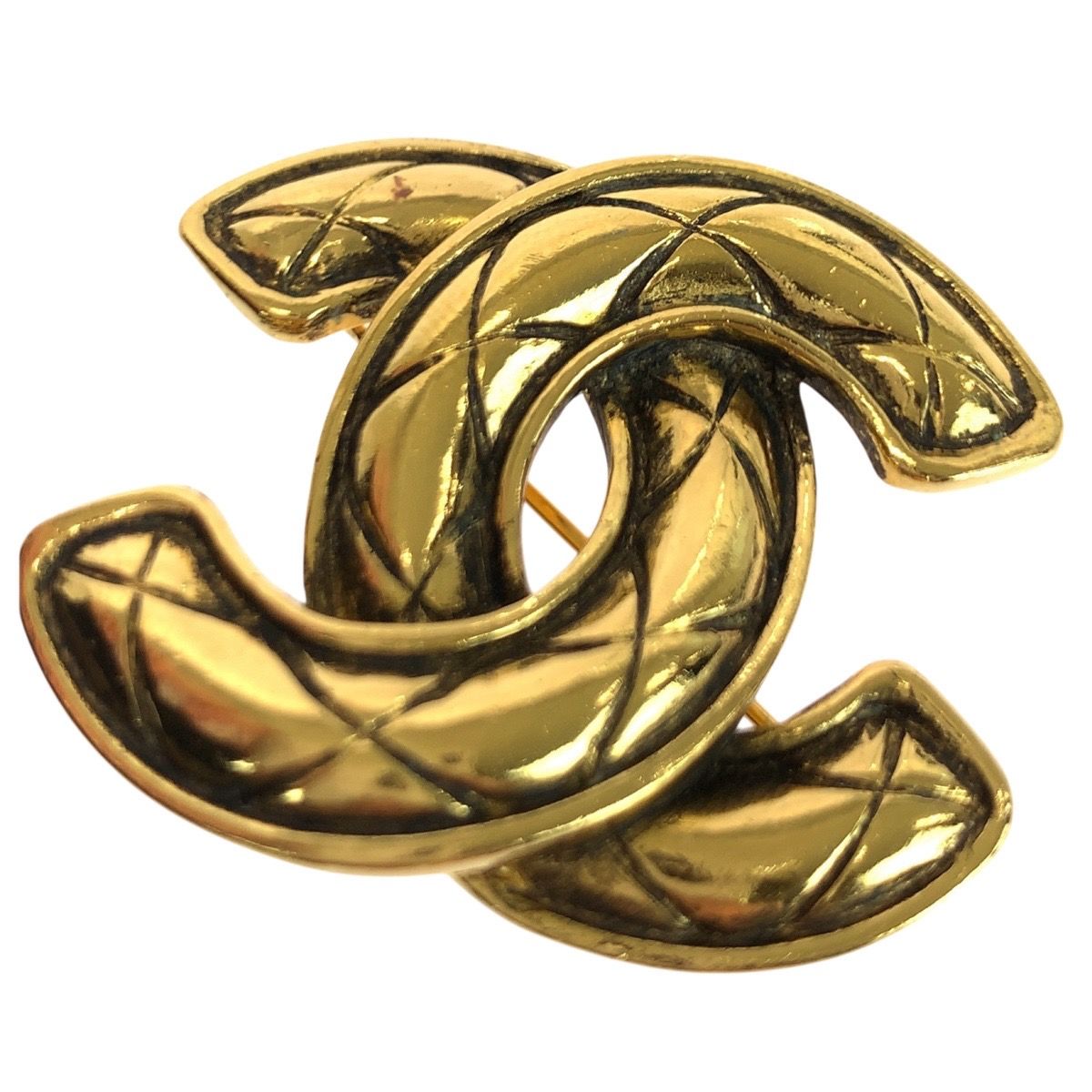 Chanel Vintage CC Logo Gold Metal Brooch — view 5