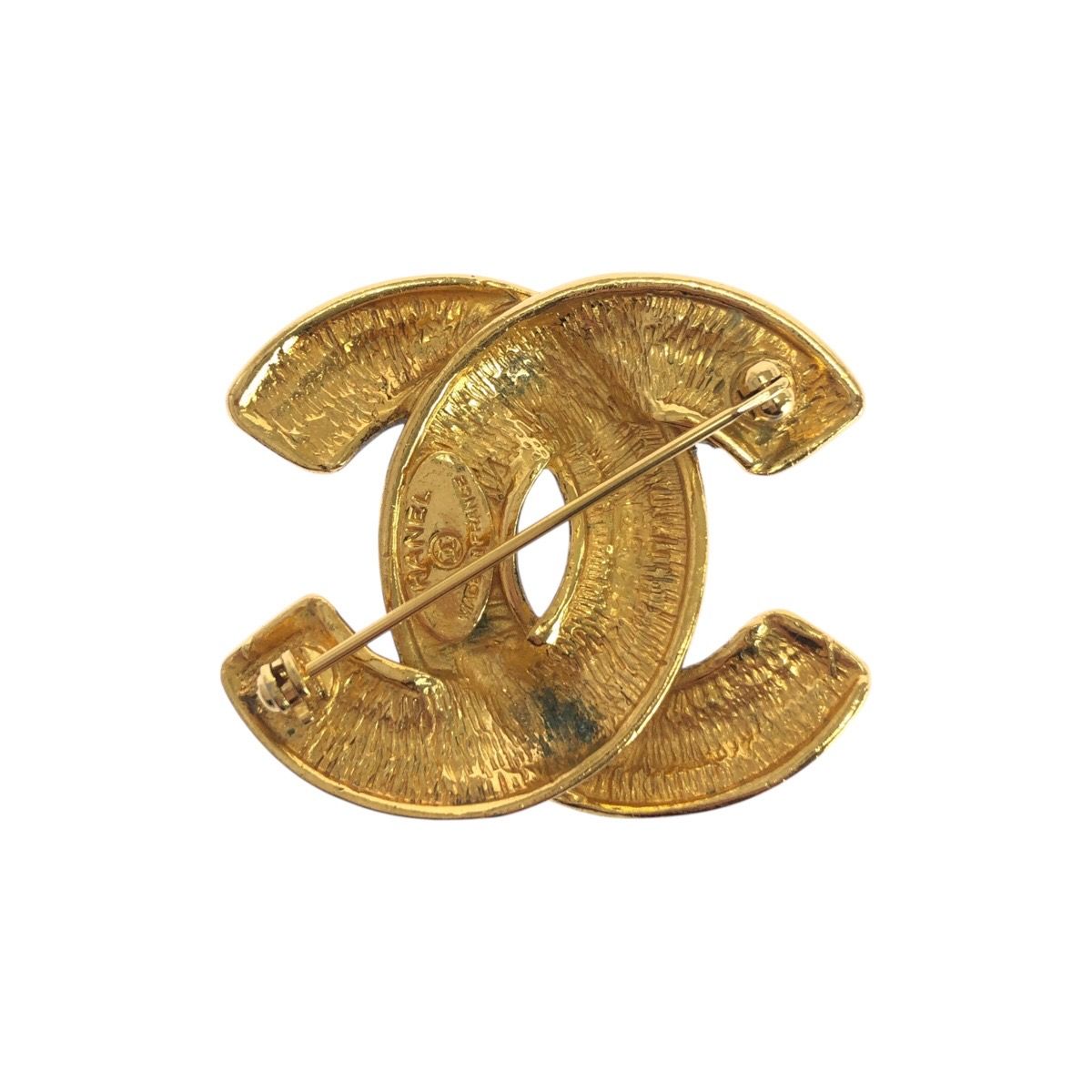 Chanel Vintage CC Logo Gold Metal Brooch — view 2